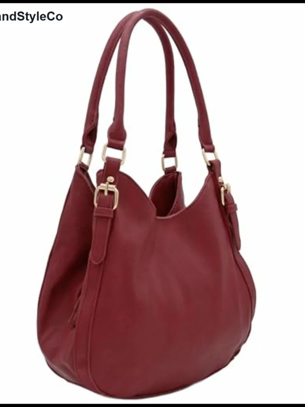 Faux Leather Lightweight 3 Compartment Hobo Bag Top Handle Shoulder Purse
